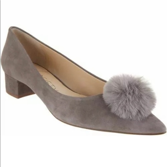 SOLE SOCIETY Mirem Suede Pom Pumps - Picture 1 of 16